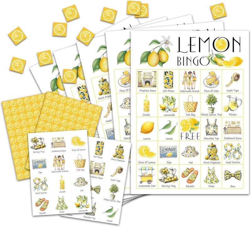 OZTEMETY Lemon Bingo - 24 Player Bridal & Baby Shower Game - Image 1